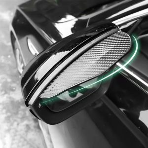 CARBON FIBER SIDE MIRROR GUARD 2PCs Visor Eyebrow Lip Rain Guard Cover Protector Shade