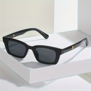 Retro Square Black Lens Sunglasses Women Fashion Rectangle Eyewear Men Outdoor