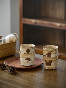Hand-Painted Japanese Style Thick Ceramics Coffee Cup Vintage Simple Hand-Held Milk Coffee Cup Artistic Handmade Water Cup