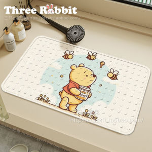 Cute Bear Bathroom Non-Slip Mat PVC Washroom Shower Suction Cup Floor Rug No-Wash Bathroom Decorations Home Use Cartoon Print