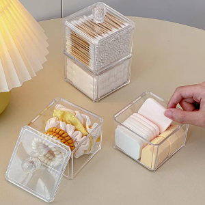 Multi-Functional Makeup Remover Cotton Storage Box with Lid Dustproof Sponge Stick Holder Beauty Blender Powder Puff Case