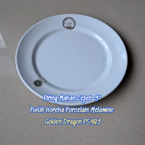 Piring Makan Ceper 9" Horeka Porcelain Melamine - Golden Dragon P5409