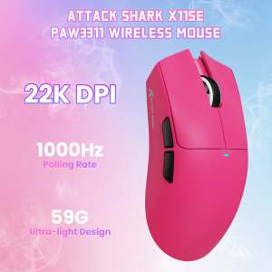 ATTACK SHARK | ATTACK SHARK X11se Lightweight Tri-Mode Wireless BT Gaming Mouse 22000DPI 65H Battery Ergonomic Design for Precision Game