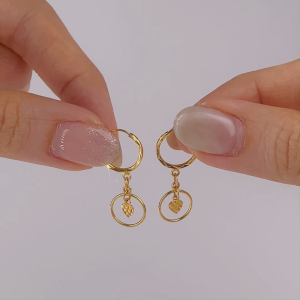 WENG KWONG 916 Gold Love in Orbit Earrings Dangling Earrings (3E0945)