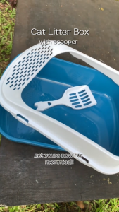 Evercharm Free cat litter scoop กระบะทรายแมว กระบะทรายแมวขอบสูง พร้อมที่ตักทราย ห้องน้ำแมว ห้องน้ำแมว พร้อมที่ตัก มีตะแกรงดักทราย รุ่นขอบสูง ป้องกันทรายกระเด็น