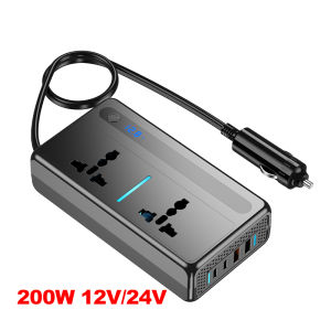 Vyvylabs 200W 300W Car Inverter Pro USB Type C 36W DC 12V 24V to AC 220V Auto Power Inversor Fast Charger For Car Power Adapter