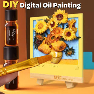 3D Three-dimensional Relief Fragrance Coloring DIY Digital Oil Painting With 3ml Aromatherapy Van Gogh Relief Sunflower Oil Painting Home Refrigerator Mount Decoration