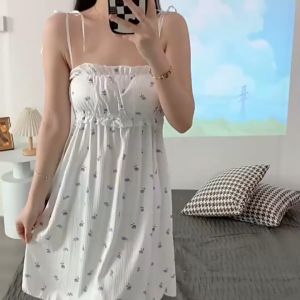 SatisfClothe 🌜🌜ชุดนอนกระโปรง ลาย สวมใส่สบาย เว้าหลัง ส่งไวจากไทย