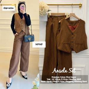 ANSELA ONESET. Bahan Premium Cotton Woll Import. Vest LD.100cm PJ.50cm kancing Aktif. Pants LP.65-95cm. Pinggang Belakang karet.