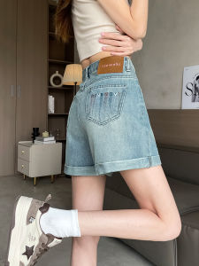 High Waist A-Line Loose Fit Short Jeans Women Summer Thin New Style Retro Small Size Slimming Hot Pants Cotton Lyocell Polyester Blend