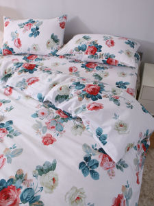 Ruby Rose Big Flower Pure Cotton Bed Sheets One-Piece Duvet Cover Pillowcase 100 Cotton Encryption Twill Bedding Autumn and Winter Generous