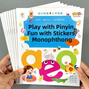 Sticker Book for Kids Learning Chinese Pinyin Educational Cartoon Stickers Childrens Activity Book Age 2-7 Boys And Girls