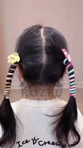 ROZEL Aksesoris Rambut Anak Perempuan Karet Spiral Karakter Kartun / Aksesoris Ponytail Rambut Anak Cewek Fashion Korea / Ikat Rambut Spiral Motif Ulir Rainbow