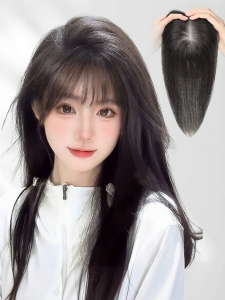 MENGSIQIAN | Poufy Volume Dense Hair Piece For Women Swiss Lace Full Hand-Woven Conceal Gray Hairs