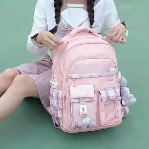 Tas Ransel Sekolah Anak SD SMP SMA Mika Korea dengan Hadiah & Pin Hiasan Ukuran Besar - Fashion Trendi