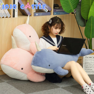 JOJO CASTLE Pink Plushies Narwhals Stuffed Toy Pillow Soft Lovely Sea Anime Dolphin Stuffed Doll Bed Sleeping Large Plush Toys Birthday Gifts
