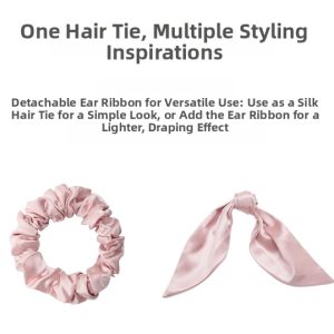 KRRAMEL | 100 Silk 22mm High Elasticity Bunny Ear Ribbon Hair Ties