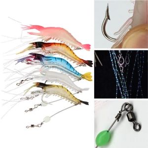 5Pcs Soft Shrimp Bait Artificial Worm Baits Luminous Sea Fishing Lure Silicone Fake Shrimp Bait
