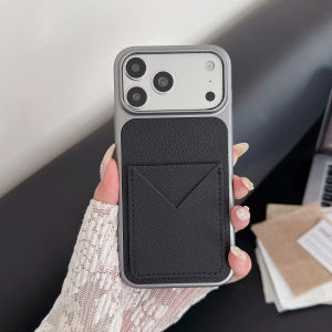 Ốp Điện Thoại Da Hạt Vải Lychee Cho iPhone Có Khe Đựng Thẻ Chống Sốc Mặt Lưng Mờ Tương Thích Với Các Mẫu Pro Max 12-17