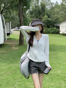 พลัสไซส์ ชุดโยคะ Ice ผ้าไหม สลิมฟิต ฤดูร้อน บาง ผู้หญิง เสื้อแจ็คเก็ต มีฮู้ด ซิป ปิดแขนยาว ความยาวปกติ ทันสมัย ด้านบน