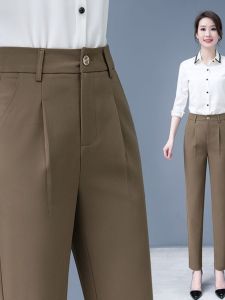 Slimming High Waist Straight Leg Suit Pants Womens Fashion Spring Autumn New Style Versatile Nine-Tenths Work Professional Casual Trousers