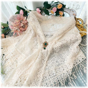 Elegant Chinese Style Lace Scarf Summer Triangle Shawl Floral Embroidery Decorative Polyester Fiber Womens Fashion Accessory