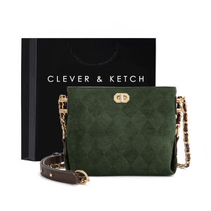 Clever&Ketch Urban Simple Style Womens Bucket Bag Chic Chain Crossbody Small Bag Diamond Grid Design Fashionable All-Match