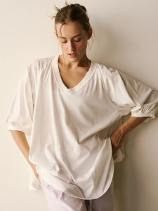 เสื้อยืดแขนสั้นทรงหลวมสำหรับโยคะ ทรงหลวม ทรงเข้ารูป สำหรับผู้หญิง ฤดูร้อน ผ้าฝ้าย 90% ไนลอน 10% ระบายอากาศได้ดี สำหรับการวิ่งและฝึกโยคะ