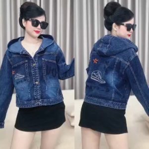 Áo Khoác Jean Có Nón Thêu Chiếc Giày Túi To size áo 45-65kg