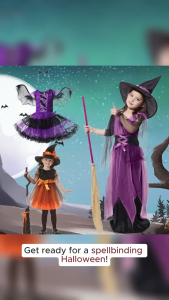 New Halloween Witch Costume For Kids 3-13YRS With Hat Vampire Pumpkin Party Cosplay School Performance Party Costume Dress Little Girls Cute Witch Costume