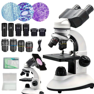 Binocular High Definition Microscope 40-5000X High Power Magnification Student Textbook-Level Light Microscope for Kids Child