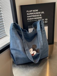 Casual Large Capacity Soft Denim Tote Bag Womens Commuter Single Shoulder Crossbody Bag for College Students