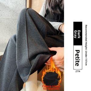 YAYANGREN | Black Herringbone Wool Wide Leg Pants for Plus Size Women Autumn Winter Season
