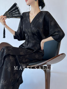 MASSCSALLY | New Chinese Style Jacquard High Waist Slim Summer Dress