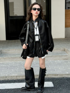 AINAO | Children Leather Jacket Fashionable Big Girl 2026 Autumn and Spring