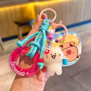 Colorful Cartoon Cat Keychain UV Light Changeable Cute Pet Bag Pendant Key Ring Summer Swimming Ring Design Creative Gift