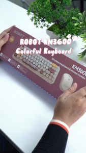 ROBOT Keyboard + Mouse Wireless Combo Set 2.4G KM3600 Pastel Colorful - Garansi 1 Tahun