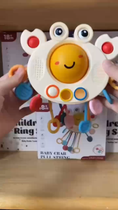 Đồ Chơi Rút Dây Sillicon Hình Con Cua Bận rộn Cho Bé Gặm Nướu Kết Hợp Giáo Dục Sớm Giúp Phát Triển Toàn Diện Montessori
