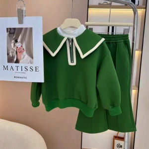 Childrens Clothing Sets Lapel Long Sleeve Top + Wide Leg Pants 2 Pcs Sets Kids Boutique Clothes for Girls 3 To 7 Years