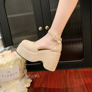 Womens Thick Heel Mary Janes Shoes Slip-On Loafers Platform Waterproof Spring Autumn Fashion Flat Leather Shoes Casual round Toe