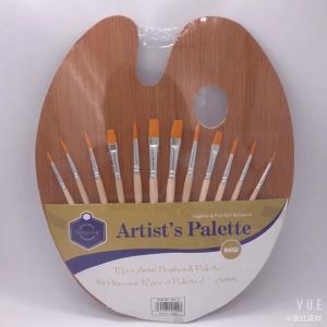 [DA ĐEN] Bộ 12 Cọ Vẽ  Keep Smiling Cơ Bản Kèm Pallette Gỗ