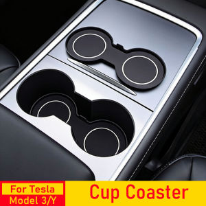 Water Cup Holder Mat For Tesla Model Y Juniper 2025 Launch Model 3 highland 2024 Coasters Slots Non-Slip Waterproof