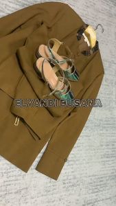 Blazer Wanita Baju Kerja Kantor Seragam PDH PNS Pemda Dinas Guru ASN Wanita Atasan Kombinasi Batik Setelan Rok A Celana Panjang kode 7007 Warna Pemda Aceh Khaki Tua Gelap Coklat Tua Gelap