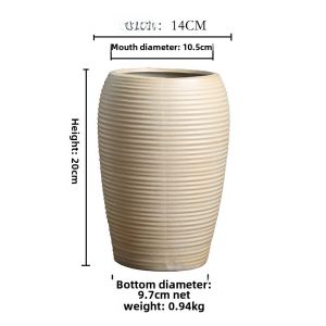 Outdoor Stoneware Succulent Flower Pot Minimalist Large Thread Plain Burning Ceramic Basin Old Pile Cliff Pot Breathable Green Plant