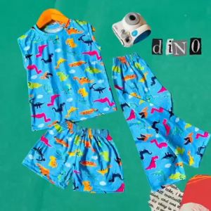 DINO TOY STORY SAFARI SUPERMAN LOONEY and other prints 3in1 SANDO SHORT PAJAMA SET for 1-12 years old