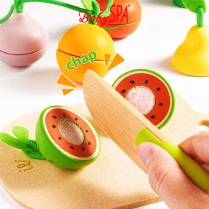 ♥♥♥ 𝐒𝐆 𝐒𝐞𝐥𝐥𝐞𝐫 BabySPA Fun Wooden Chopping Set Pretend Play Kitchen--Fruits & Vegetables