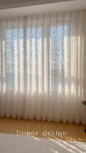 ม่าน ผ้าม่านตีนตุ๊กแก พร้อมผ้าซีทรูสีขาว โปร่งแสง สไตล์มินิมอล ผ้าม่านประตู ไม่ต้องเจาะผนัง