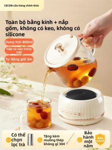 CECON | Bộ Ấm Chén Kính Duy Trì Nhiệt Độ Pha Trà Thảo Mộc Mini Cho Văn Phòng