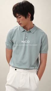 TWENTYSECOND เสื้อโปโลแขนสั้น ผ้า Knit รุ่น Nico Knit Polo - ฟ้า / Blue