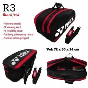 desporttas raket badminton tebal 3 ruang utama